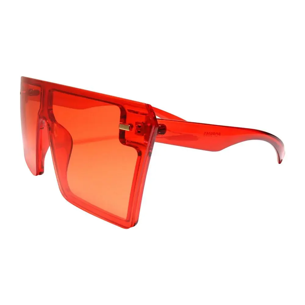 Oversized Vintage Style Huge XXL Translucent Red Frame Square Sunglasses